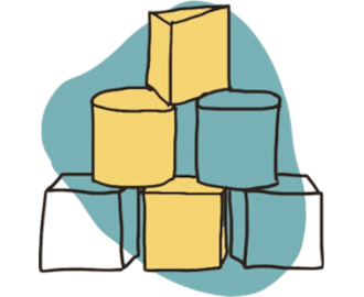 Klötzchenpyramide als Symbol für Phase 3